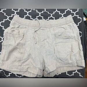 Old Navy Cream High Waist Linen Shorts with Elastic Waistband